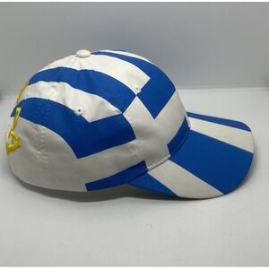 Rare Vintage 90's Greek Map Global Cap 1994 Snapback Hat Blue and White Stripe